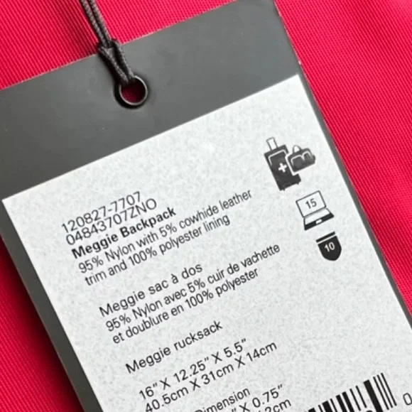 Tumi Meggie Voyageur Red Backpack Nylon Bag Travel Silver NEW - Picture 7 of 8